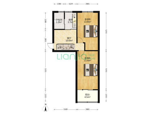 曙光路 2室1厅1卫 63平方