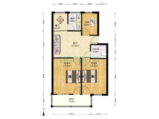 长虹小区 3室2厅1卫 80平方