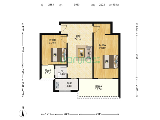 汇晖豪庭 2室1厅1卫 88平方
