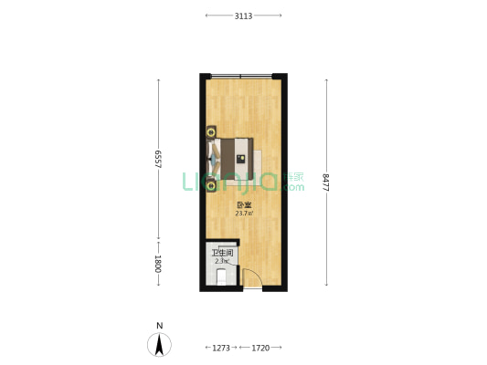 海龙时代明都 1室0厅1卫 38平方