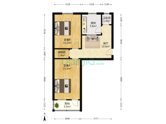 三角线街 2室1厅1卫 62平方