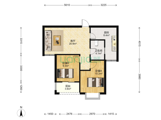 紫润明园北区 2室1厅1卫 77平方