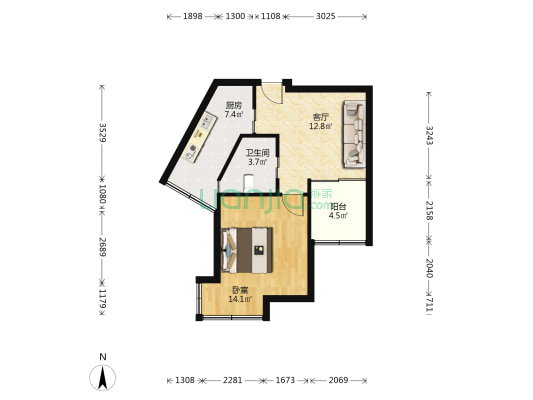 浦泾苑 1室1厅1卫 58平方