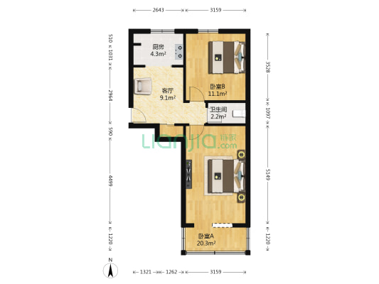 酒仙桥五街坊 2室1厅1卫 54平方