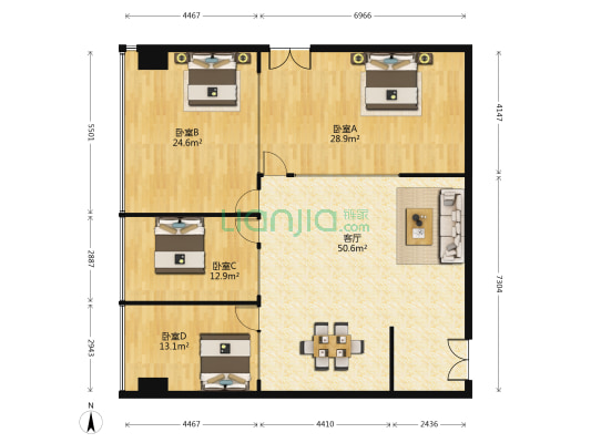 高速中央广场 4室1厅0卫 185平方