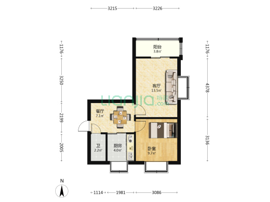 桂花巷 1室2厅1卫 48平方
