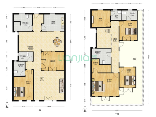 绿城玫瑰园 5室1厅6卫 397平方