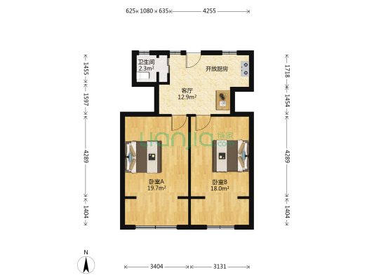 横广福路 2室1厅1卫 59平方