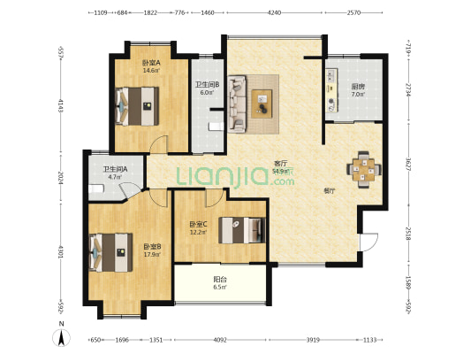 格林威治 3室1厅2卫 152平方