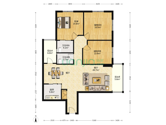 宝福大厦 1室1厅2卫 132平方
