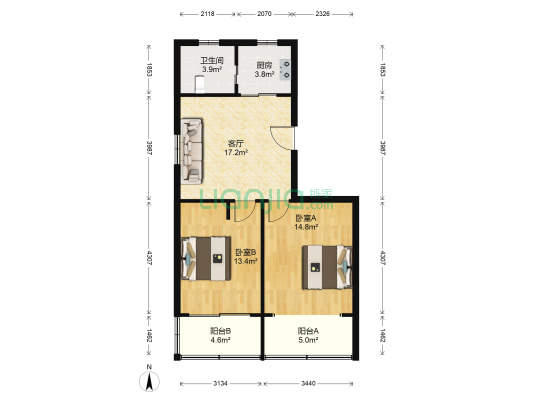 泰丰公寓 2室1厅1卫 79平方