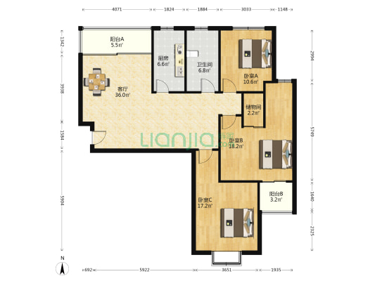 金润嘉园 3室1厅1卫 141平方