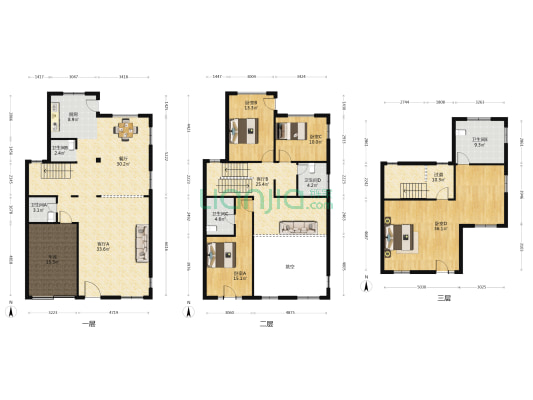 金领国际(别墅) 4室3厅5卫 275平方