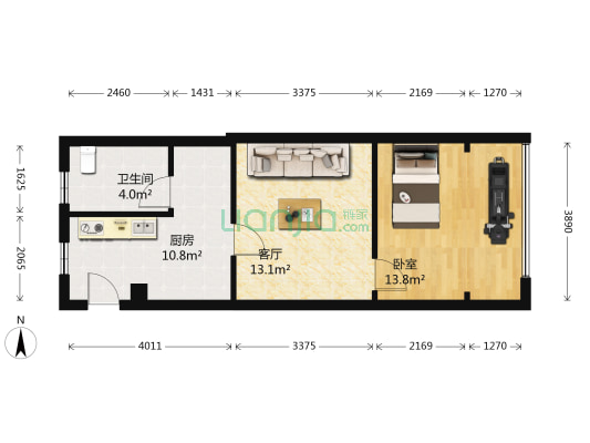 世纪阳光花园青阳苑 1室1厅1卫 57平方