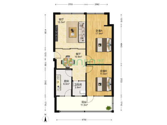 湖南路一段73号 2室2厅1卫 89平方