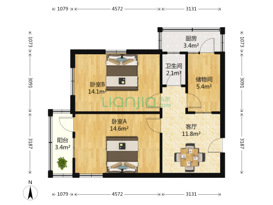玉函路45号 2室1厅1卫 68平方