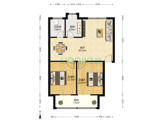 中环水务局小区 2室1厅1卫 92平方