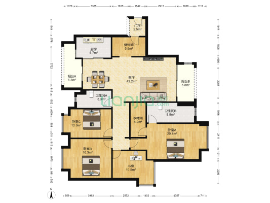 太阳公元一期 4室1厅2卫 185平方