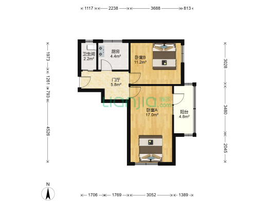 赤峰道 2室0厅1卫 39平方