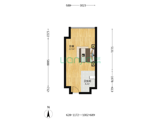 鸿美建材园 1室0厅1卫 39平方