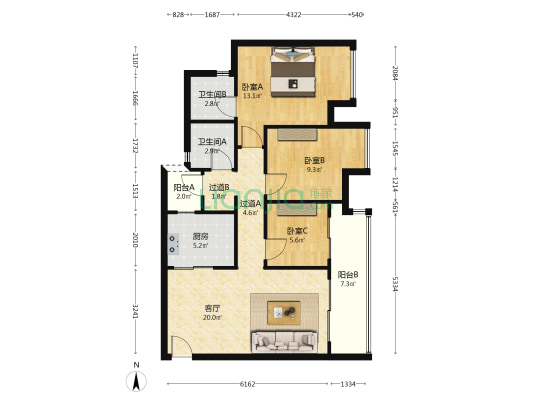 象屿光海一期 3室1厅2卫 84平方