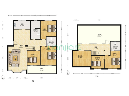 长江花园 4室1厅3卫 186平方