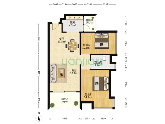 民族东路13号 2室2厅1卫 51平方