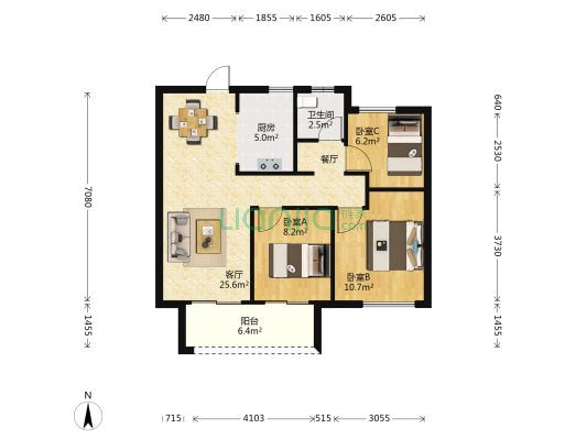 春溪集 3室1厅1卫 90平方