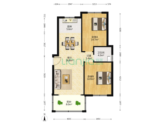 凤凰花苑 2室1厅1卫 89平方