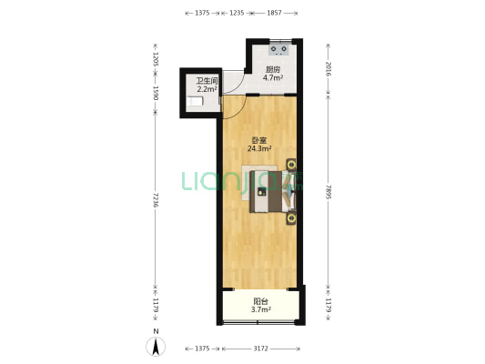 江苏路499弄 1室0厅1卫 44平方