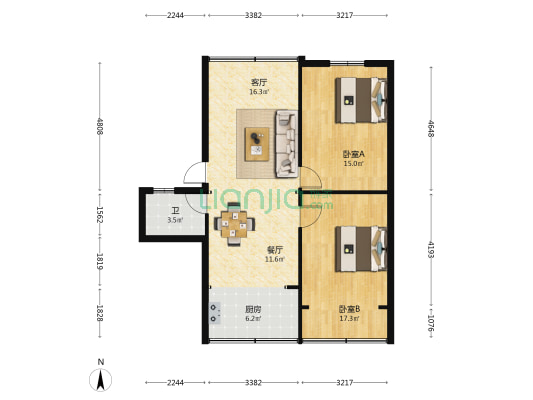 龙翔街 2室2厅1卫 74平方