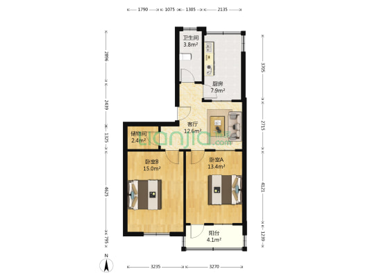 洪楼小区南区 2室1厅1卫 73平方