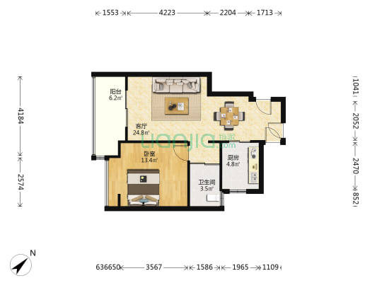 新城昱翠湾 1室1厅1卫 61平方