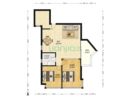 信华经理人家园 2室1厅1卫 90平方