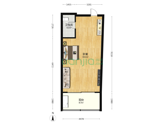 三亚丽禾温德姆产权酒店 1室0厅1卫 74平方