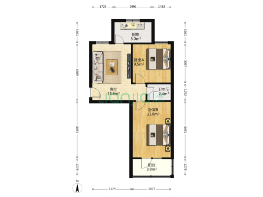 五环节约坊 2室1厅1卫 62平方