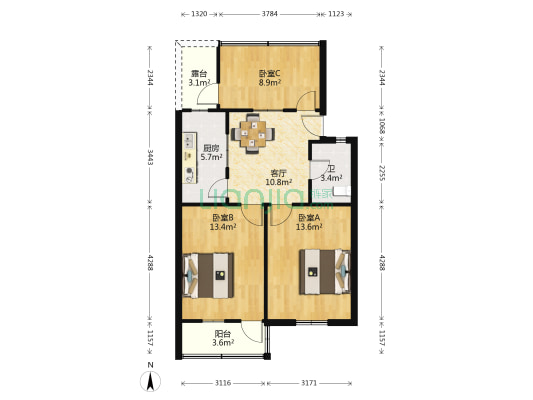 南门路49-1号 3室1厅1卫 62平方