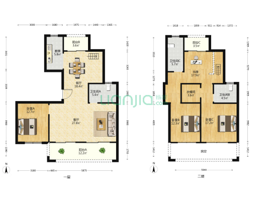 元升朗园 4室2厅3卫 188平方