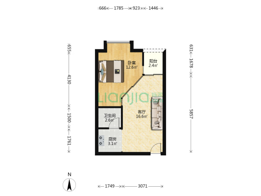 锦绣沙溪会都苑 1室1厅1卫 52平方