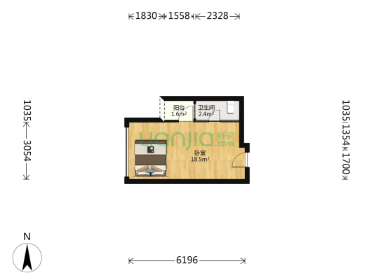 诚丰银座 1室0厅1卫 31平方