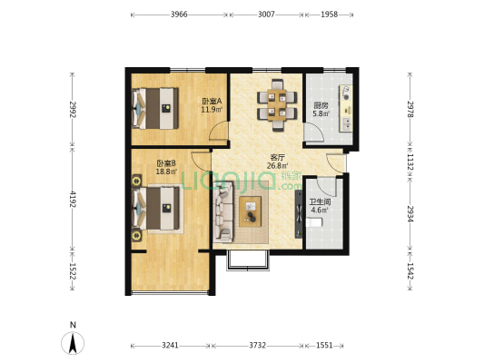 兰州理工大学西校区家属院 2室1厅1卫 90平方