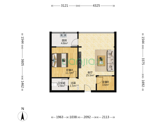 常顺苑 2室1厅1卫 65平方