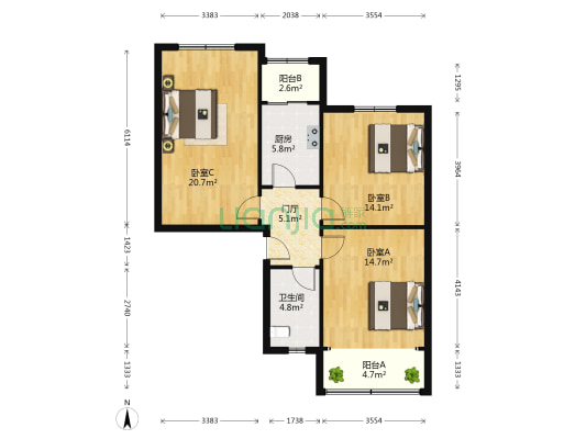 广州路小区(市南) 3室0厅1卫 83平方