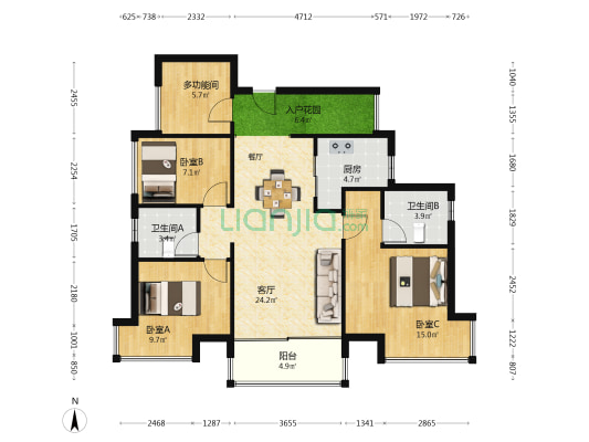 德威海湾御园 4室1厅2卫 94平方
