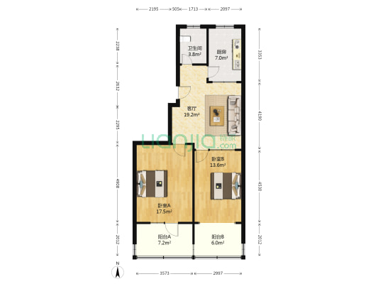 城建局开发公司家属院 2室1厅1卫 87平方