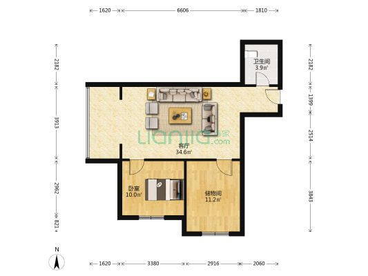 兰玻旧区 1室1厅1卫 88平方