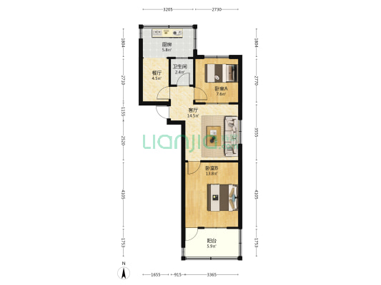 邯运四村家属院 2室2厅1卫 53平方