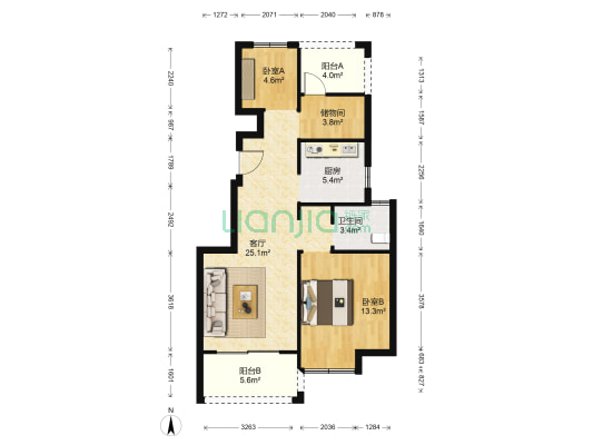 电建洺悦府北苑 2室1厅1卫 79平方