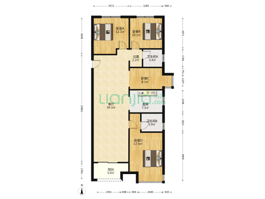 康桥九溪郡四期 4室1厅2卫 146平方