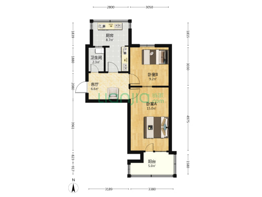 建设大街59号院 2室1厅1卫 51平方
